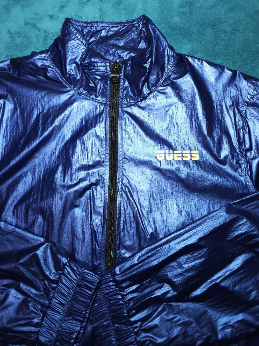 Guess Metallic Blue Windbreaker Jacket